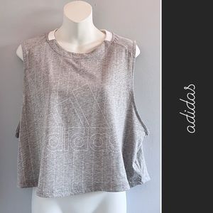 🏝️ Adidas Sleeveless Crewneck Logo Muscle Tee in Heather Gray • XL